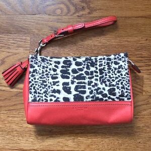 Coach Red and Black Animal Print Wristlet
